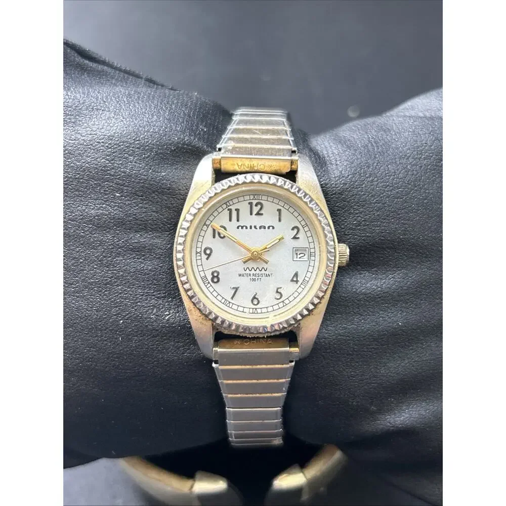 Milan Two Tone Women’s Stretch Band Quartz Watch